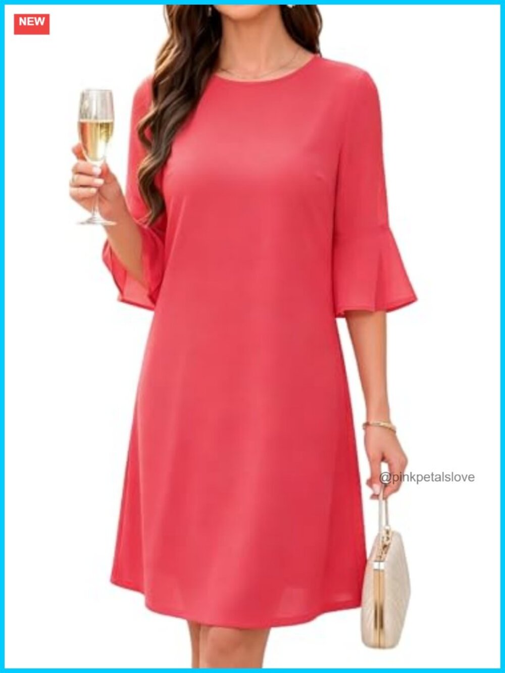 Women's Bell Sleeve A-Line Cocktail Dress Knee-Length Formal Party